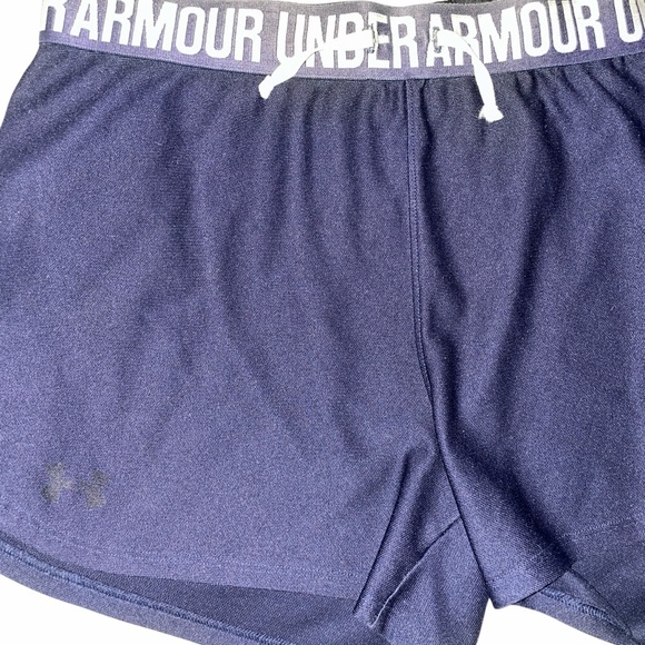 Under Armour Navy Blue Logo Elastic Waistband Athletic Shorts - Picture 3 of 3